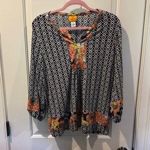 Ruby Rd Floral Geometric Women's Top
